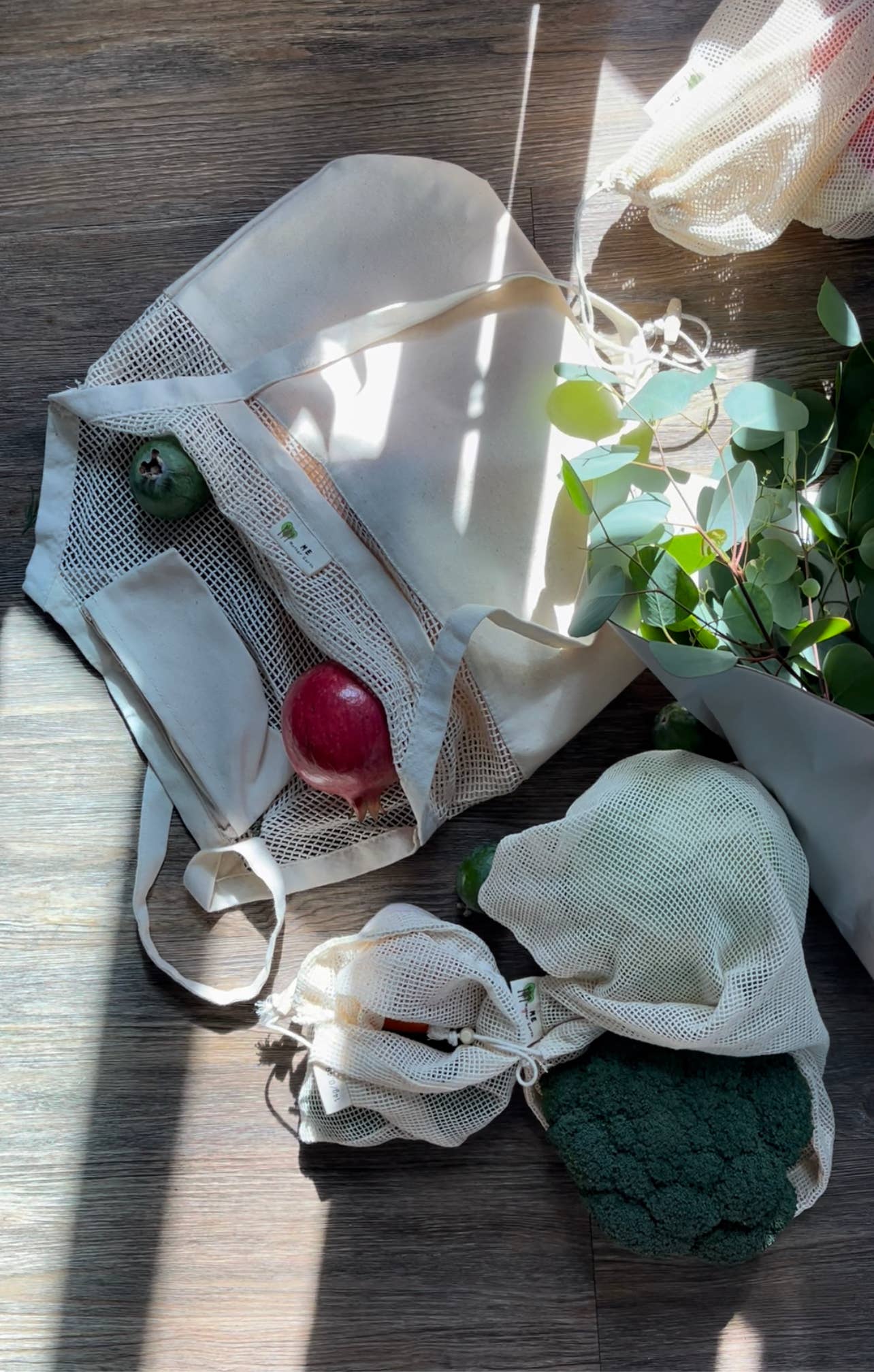 Screen Printed Half Mesh Market Tote