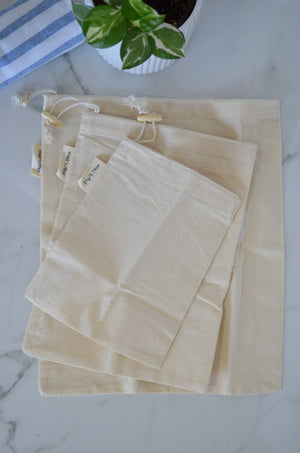Cotton Muslin Bulk Shopping Bags 3-Pack