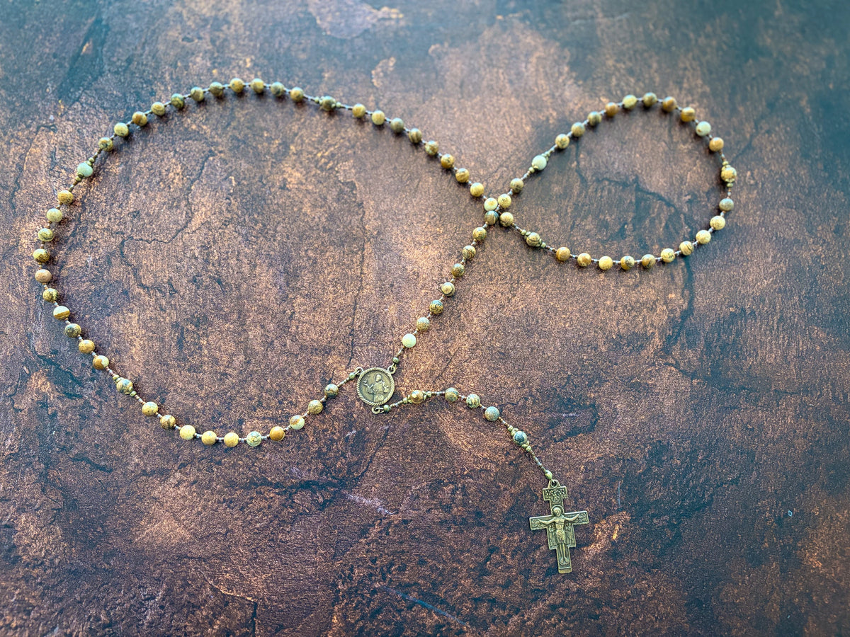 Franciscan Crown Chaplet – Picture Jasper & Bronze