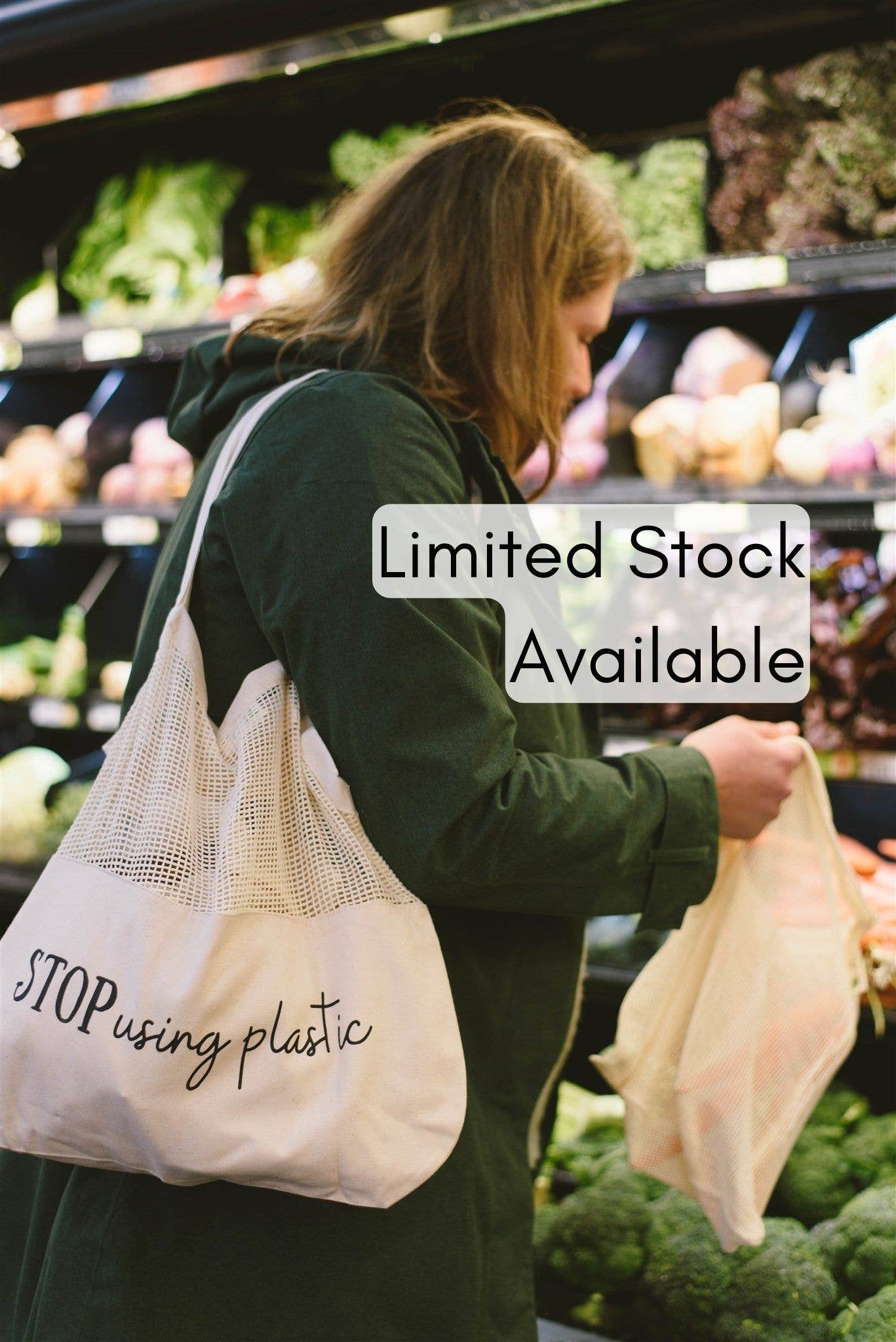 Screen Printed Half Mesh Market Tote