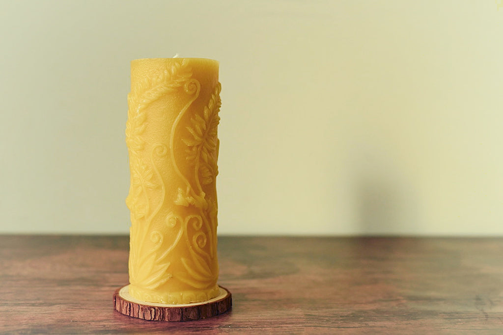 Ferns and Fiddleheads Beeswax Pillar Candle